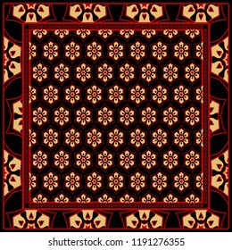 background, geometric pattern with ornate lace frame. illustration. for Scarf Print, Fabric, Covers, Scrapbooking, Bandana, Pareo, Shawl