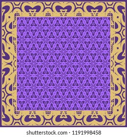 background, geometric pattern with ornate lace frame. illustration. for Scarf Print, Fabric, Covers, Scrapbooking, Bandana, Pareo, Shawl