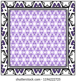 background, geometric pattern with ornate lace frame. illustration. for Scarf Print, Fabric, Covers, Scrapbooking, Bandana, Pareo, Shawl