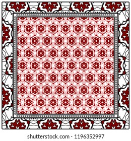 background, geometric pattern with ornate lace frame. illustration. for Scarf Print, Fabric, Covers, Scrapbooking, Bandana, Pareo, Shawl