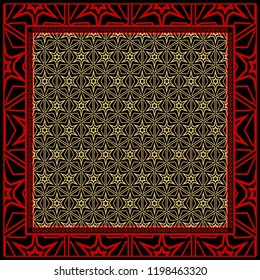 background, geometric pattern with ornate lace frame. illustration. for Scarf Print, Fabric, Covers, Scrapbooking, Bandana, Pareo, Shawl