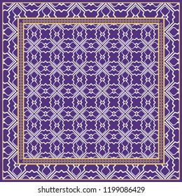 Background, geometric pattern with ornate lace frame. illustration. for Scarf Print, Fabric, Covers, Scrapbooking, Bandana, Pareo, Shawl