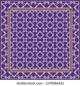 Background, geometric pattern with ornate lace frame. illustration. for Scarf Print, Fabric, Covers, Scrapbooking, Bandana, Pareo, Shawl