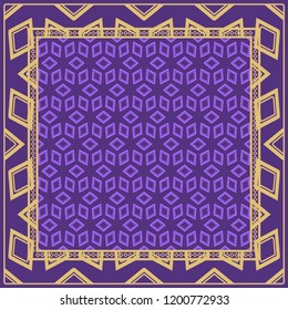 background, geometric pattern with ornate lace frame. illustration. for Scarf Print, Fabric, Covers, Scrapbooking, Bandana, Pareo, Shawl