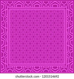 background, geometric pattern with ornate lace frame. illustration. for Scarf Print, Fabric, Covers, Scrapbooking, Bandana, Pareo, Shawl