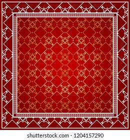 Background, geometric pattern with ornate lace frame. illustration. for Scarf Print, Fabric, Covers, Scrapbooking, Bandana, Pareo, Shawl