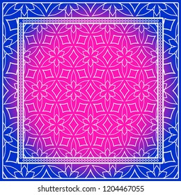 Background, geometric pattern with ornate lace frame. illustration. for Scarf Print, Fabric, Covers, Scrapbooking, Bandana, Pareo, Shawl