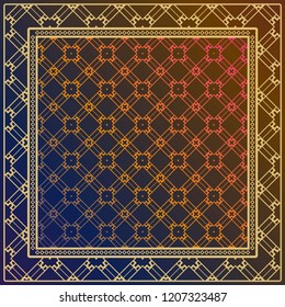 Background, geometric pattern with ornate lace frame. illustration. for Scarf Print, Fabric, Covers, Scrapbooking, Bandana, Pareo, Shawl