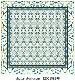 Background, geometric pattern with ornate lace frame. illustration. for Scarf Print, Fabric, Covers, Scrapbooking, Bandana, Pareo, Shawl