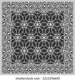 Background, geometric pattern with ornate lace frame. illustration. for Scarf Print, Fabric, Covers, Scrapbooking, Bandana, Pareo, Shawl