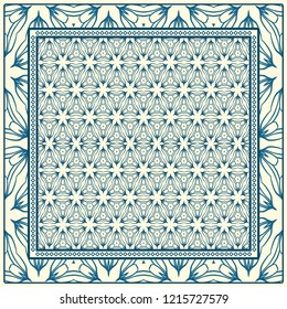 Background, geometric pattern with ornate lace frame. illustration. for Scarf Print, Fabric, Covers, Scrapbooking, Bandana, Pareo, Shawl