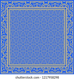 background, geometric pattern with ornate lace frame. illustration. for Scarf Print, Fabric, Covers, Scrapbooking, Bandana, Pareo, Shawl