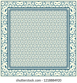 Background, geometric pattern with ornate lace frame. illustration. for Scarf Print, Fabric, Covers, Scrapbooking, Bandana, Pareo, Shawl