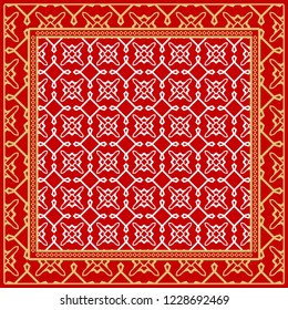 Background, geometric pattern with ornate lace frame. illustration. for Scarf Print, Fabric, Covers, Scrapbooking, Bandana, Pareo, Shawl