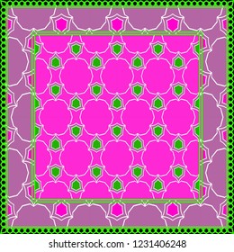 Background, geometric pattern with ornate lace frame. illustration. for Scarf Print, Fabric, Covers, Scrapbooking, Bandana, Pareo, Shawl