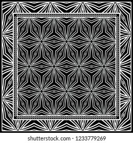Background, geometric pattern with ornate lace frame. illustration. for Scarf Print, Fabric, Covers, Scrapbooking, Bandana, Pareo, Shawl