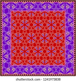 Background, geometric pattern with ornate lace frame. illustration. for Scarf Print, Fabric, Covers, Scrapbooking, Bandana, Pareo, Shawl
