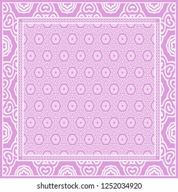 background, geometric pattern with ornate lace frame. illustration. for Scarf Print, Fabric, Covers, Scrapbooking, Bandana, Pareo, Shawl