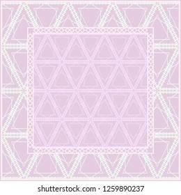 Background, geometric pattern with ornate lace frame. illustration. for Scarf Print, Fabric, Covers, Scrapbooking, Bandana, Pareo, Shawl