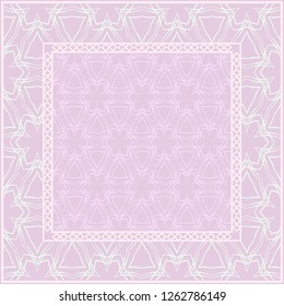 Background, geometric pattern with ornate lace frame. illustration. for Scarf Print, Fabric, Covers, Scrapbooking, Bandana, Pareo, Shawl