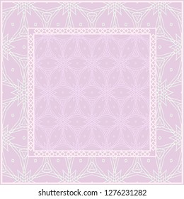 Background, geometric pattern with ornate lace frame. illustration. for Scarf Print, Fabric, Covers, Scrapbooking, Bandana, Pareo, Shawl