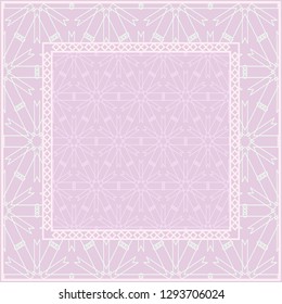 Background, geometric pattern with ornate lace frame. illustration. for Scarf Print, Fabric, Covers, Scrapbooking, Bandana, Pareo, Shawl