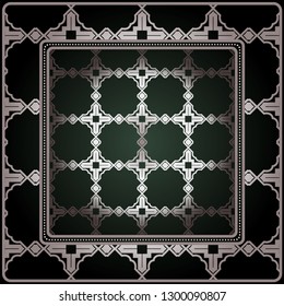 Background, Geometric Pattern With Ornate Lace Frame. Illustration. For Tablecloth, Scarf Print, Fabric, Covers, Scrapbooking, Bandana, Pareo, Shawl
