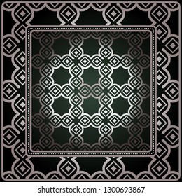 Background, Geometric Pattern With Ornate Lace Frame. Illustration. For Tablecloth, Scarf Print, Fabric, Covers, Scrapbooking, Bandana, Pareo, Shawl