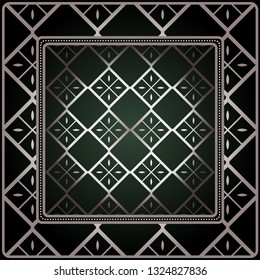Background, Geometric Pattern With Ornate Lace Frame. Illustration. For Tablecloth, Scarf Print, Fabric, Covers, Scrapbooking, Bandana, Pareo, Shawl