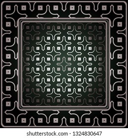 Background, Geometric Pattern With Ornate Lace Frame. Illustration. For Tablecloth, Scarf Print, Fabric, Covers, Scrapbooking, Bandana, Pareo, Shawl