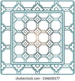 Background, Geometric Pattern With Ornate Lace Frame. Illustration. For Scarf Print, Fabric, Covers, Scrapbooking, Bandana, Pareo, Shawl