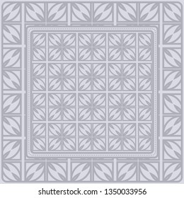 Background, Geometric Pattern With Ornate Lace Frame. Illustration. For Scarf Print, Fabric, Covers, Scrapbooking, Bandana, Pareo, Shawl