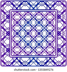 Background, Geometric Pattern With Ornate Lace Frame. Illustration. For Scarf Print, Fabric, Covers, Scrapbooking, Bandana, Pareo, Shawl.