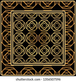 Background, Geometric Pattern With Ornate Lace Frame. Illustration. For Scarf Print, Fabric, Covers, Scrapbooking, Bandana, Pareo, Shawl