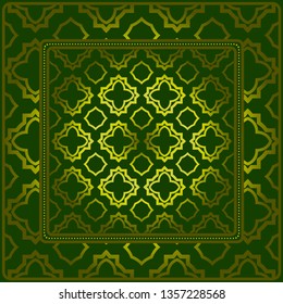 Background, Geometric Pattern With Ornate Lace Frame. Illustration. For Scarf Print, Fabric, Covers, Scrapbooking, Bandana, Pareo, Shawl