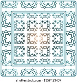 Background, Geometric Pattern With Ornate Lace Frame. Illustration. For Scarf Print, Fabric, Covers, Scrapbooking, Bandana, Pareo, Shawl