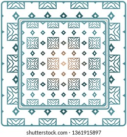 Background, Geometric Pattern With Ornate Lace Frame. Illustration. For Scarf Print, Fabric, Covers, Scrapbooking, Bandana, Pareo, Shawl