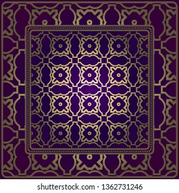 Background, Geometric Pattern With Ornate Lace Frame. Illustration. For Scarf Print, Fabric, Covers, Scrapbooking, Bandana, Pareo, Shawl