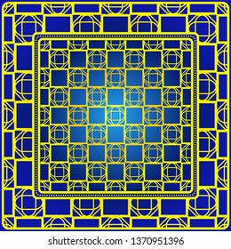 Background, Geometric Pattern With Ornate Lace Frame. Illustration. For Scarf Print, Fabric, Covers, Scrapbooking, Bandana, Pareo, Shawl