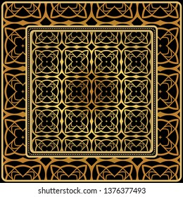 Background, Geometric Pattern With Ornate Lace Frame. Illustration. For Scarf Print, Fabric, Covers, Scrapbooking, Bandana, Pareo, Shawl.