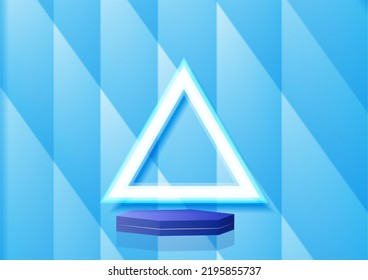  The background is a with geometric shape illustration display product pastel  wallpaper business art abstract .This picture is a presentation of a product triangular hexagon neon blue