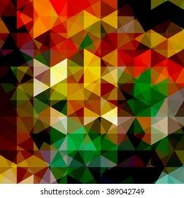 Background of geometric shapes. Abstract triangle geometrical background. Mosaic pattern. Vector EPS 10. Vector illustration. Yellow, red, brown, green colors. 