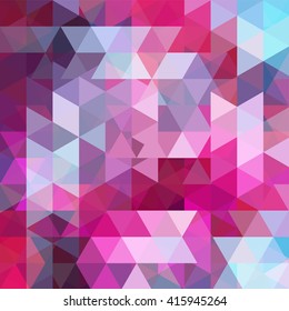 Background of geometric shapes. Abstract triangle geometrical background. Mosaic pattern. Vector EPS 10. Vector illustration. Pink, blue colors. 
