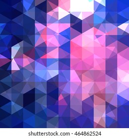 Background of geometric shapes. Abstract triangle geometrical background. Mosaic pattern. Vector EPS 10. Vector illustration. Pink, blue colors. 