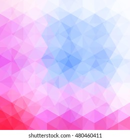 Background of geometric shapes. Abstract triangle geometrical background. Mosaic pattern. Vector EPS 10. Vector illustration. Pink, blue, white colors. 