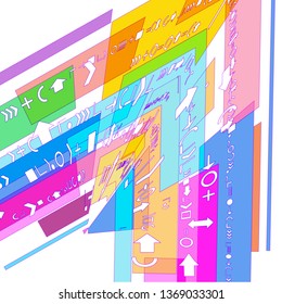 Background of geometric shapes and arithmetic signs