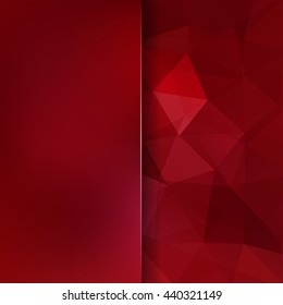 Background of geometric shapes. Blur backdrop with glass. Colorful mosaic pattern. Vector illustration. Red color. 