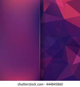 Background of geometric shapes. Blur banner with matt glass. Purple mosaic pattern. Vector illustration. 