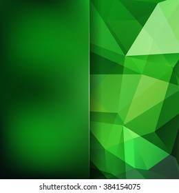Background of geometric shapes. Blur background with glass. Colorful mosaic pattern. Vector EPS 10. Vector illustration. Green color. 