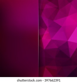 Background of geometric shapes. Blur background with glass. Colorful mosaic pattern. Vector EPS 10. Vector illustration. Pink, purple colors. 